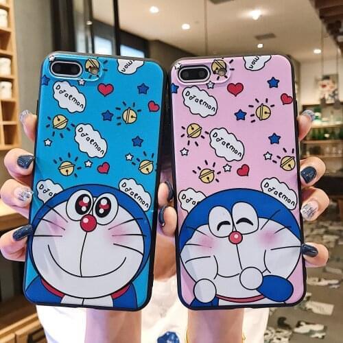 Cute Cartoon Doraemon Mirror Stand Soft Silicone Cover Case For Iphone 12 Pro Max 11 6S 7 8 X XS Max XR SE Fashion Phone Coque