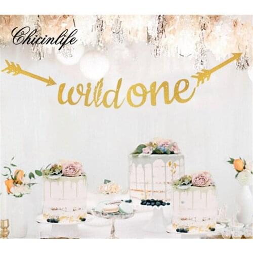 Chicinlife 1Set Wild One first birthday Kids Banner happy birthday party Garland Banner Baby Shower decoration supplies