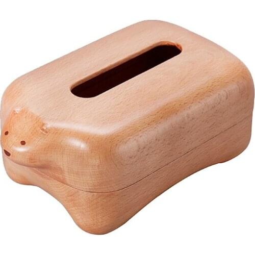 Wooden Tissue Box Miniature Figurines Animals Household Paper Table Creative Desktop Storage Box Home Decor-ABUX