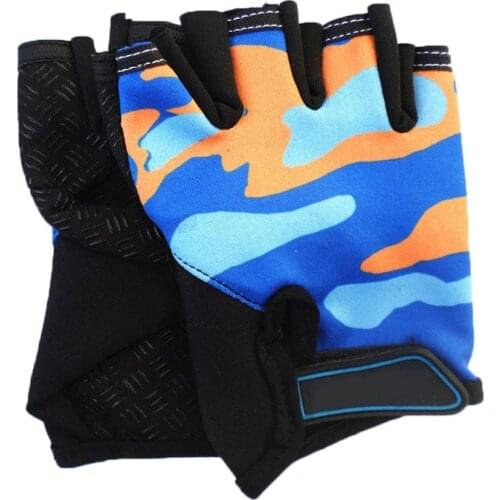 Childrens Half Finger Camouflage Cycling Gloves High Elastic Breathable Non-slip Child Bike Gloves Riding Equipment