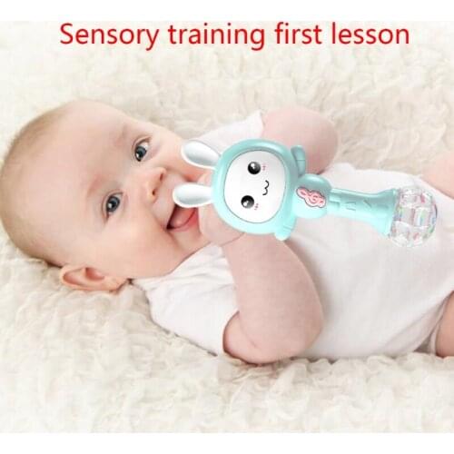 066B Baby Rattle Toys Music Cute Rabbit Hand Bells Kids Cartoon Rabbit Toys Sleeping Accompany Cute Shaped Tumbler Rattle