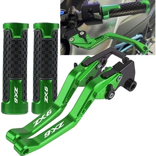 FOR KAWASAKI ZX-6 Motorcycle Aluminlum Brake Clutch Levers and handle grips 1990-1999 1998 1997 1996 1995 1994 1993 1992 1991