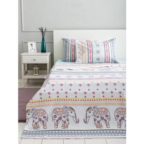 Double Size Printed Pique Blanket Set elephant print white mint pique blanket set, bedroom decoration fabric