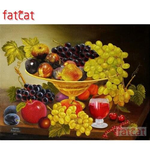 FATCAT still life fruit wine 5d diy diamond painting full square round drill diamond embroidery kits wall decoration AE2896
