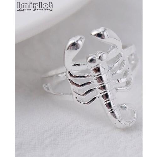 Imixlot Trendy Silver Color Scorpion Finger Rings for Women Personality Animal Jewelry Anillos Size 7,8