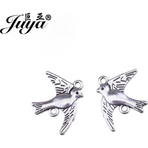 JUYA 15PCS Lucy Bird Connectors Metal Animal Charms Supplies For DIY Handmade Bracelets Earrings Jewelry Making Accessories
