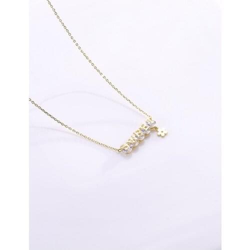 Korean version of simple light luxury necklace girl popular small group of pure silver letters clavicle pendant