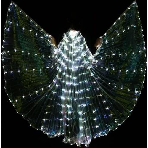 2018 Stafe Performance Prop Women Dancewear Girls DJ LED Wings Light Up Wings Belly Dance Wing Costume with Sticks