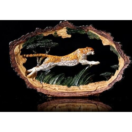 3D Cutout Cheetah Miniature Fox Handmade Resin Gorilla Figure Hippo Predator Animal Kingdom Decor Art and Craft Ornament Trinket