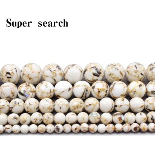 4/6/8/10/12mm Fashion Artifical shell White Pine stone Round Loose Beads Suitable for DIY female bracelet necklace Jewelry