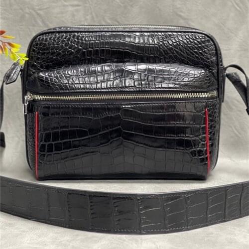 Genuine Crocodile Belly Skin Male Small Flap Purse Men Cross Shoulder Bag Authentic True Alligator Leather Leisure Messenger Bag