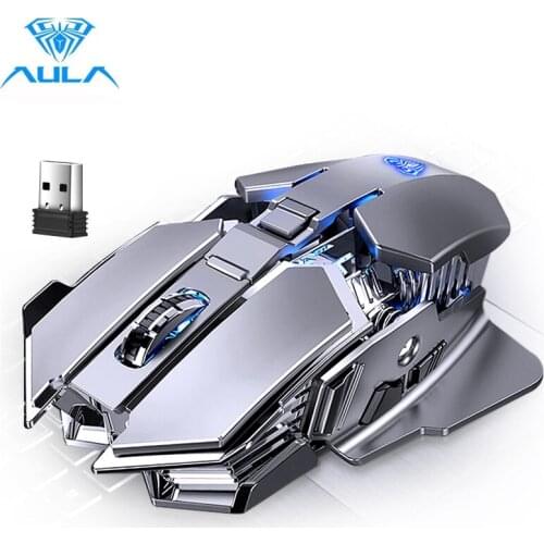 AULA SC300 2.4G Wireless Mouse Rechargeable 4-Color RGB Gaming Mouse Auto-sensing Smart Sleep Ergonomic Optics for MacOS Windows