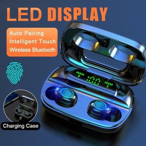 Touch Control Bluetooth 5.0 Earphones Wireless Headphones 9D Stereo Headset 3500mAh Charging Case LED Display Fit All Smartphone