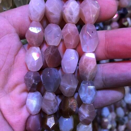 Wholesale 2strings Natural Multi Sun Stone Gem Stone Faceted Nugget Beads,Genuine Feldespar Gem Jewelry Making Beads,15.5"/str