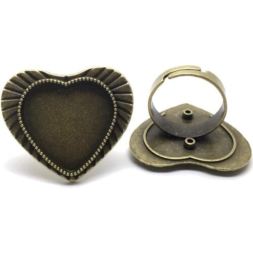 Wholesale Zinc Alloy Heart-shaped Ring Fixing Accessories 20mm Heart-shaped DIY Jewelry Looking for Accessories 5 Pieces/Box