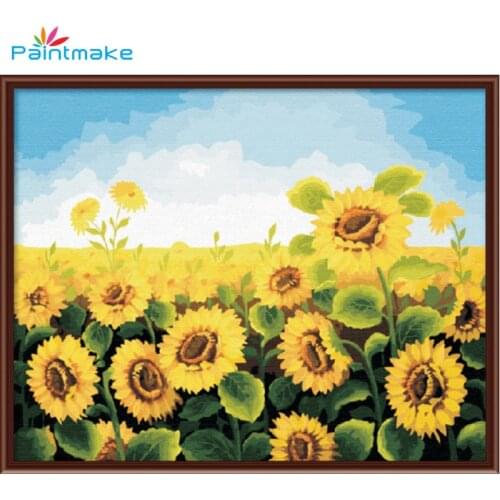 Paintmake flowers DIY Painting By Numbers Drawing Kits sunflower Oil Painting On Canvas For Home decor Art Picture gift