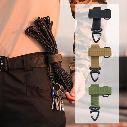 Camping Equipment Glove Hook Military Fan Outdoor Tactical Gloves Climbing Rope Storage Hanging Buckle Adjust Camping Carabiner