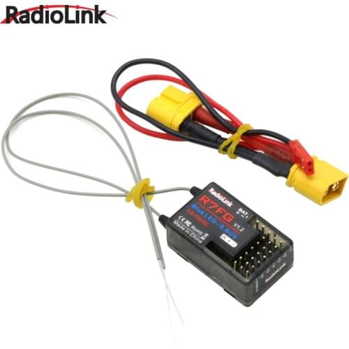 RadioLink R7FG 2.4GHz 7CH Dual Antenna Reciever High Voltage Integrated Gyro Version For Radiolinks RC6GS Transmitter RC Drone