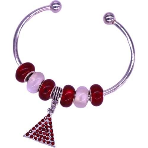 Drop Ship Red White European Beads Greek Club Sign Sorority Delta Open Cuff Bangles