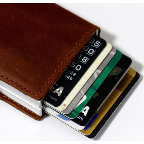 Double Box Aluminum Credit Card Holder Metal Purse Free Lettering Custom Name Rfid Wallet Security Information