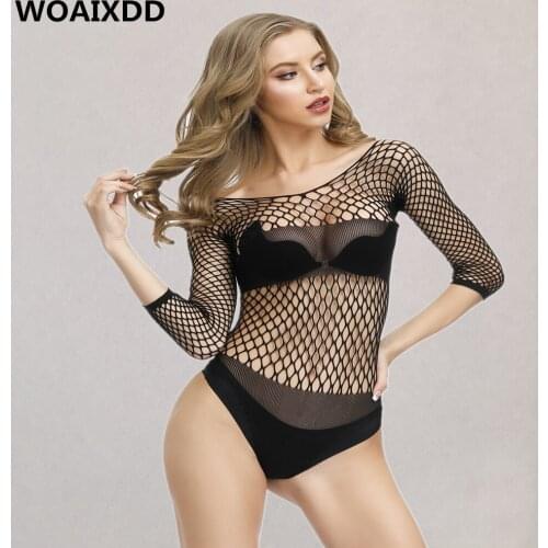 XXL Sexy Fishnet Bodysuit Hot Erotic Latex Lingerie Women Teddy Babydoll Catsuit BodyStocking Costumes Bikini Dress Sex Costumes
