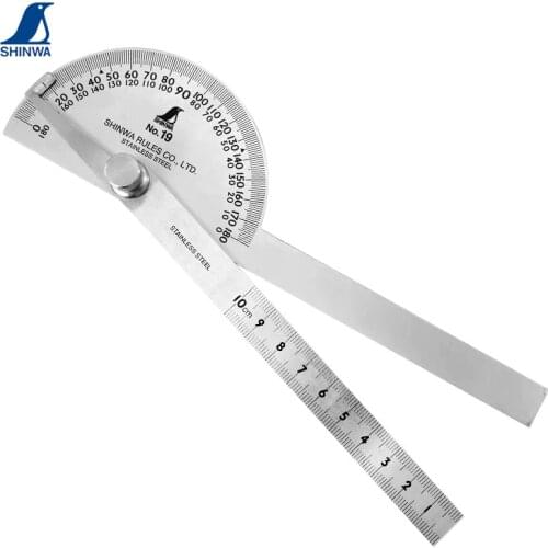 SHINWA Penguin Mini Protractor Classic Angle Gauge Ruler Machinist Craftsman Tool 180 Degree Dia40mm Dia90mm Head 10cm