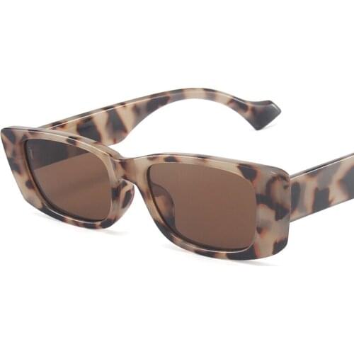 Sunglasses Womens Retro Small Frame Rectangular Brand Designer Leopard Pink Glasses Accessories Photography Props