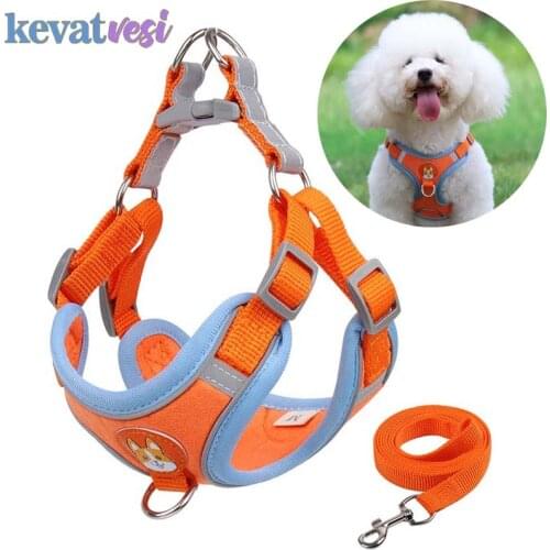 Reflective Dog Cat Harness Vest Soft Suede Harness Adjustable Chihuahua Bulldog Leash Harnesses Walking Outdoor Pet Supplies