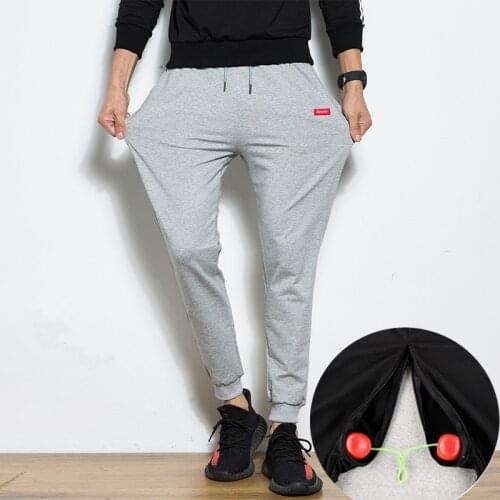 Outdoor Sex Pants For Men Sexy Invisible Zipper Open Crotchless Pants Men Cotton Spring Autumn Winter Thick Warm Male Trousers