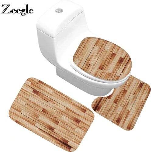 Zeegle Soft Flannel Bath Mat for Bathroommat Non-slip Memory Foam Bath Shower Room Toilet Mats Floor Rugs Wood Printed Bath Mat
