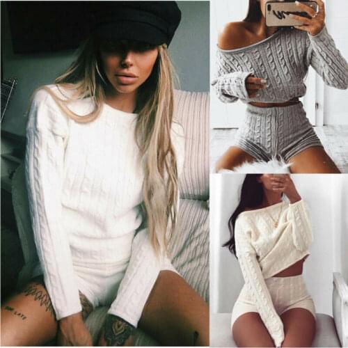 2020 Women Pajama Sets Winter Plush Sleepwear Sexy Long Sleeve Tops+High Waist Shorts Pants 2Pcs Outfits Sets Tracksuit