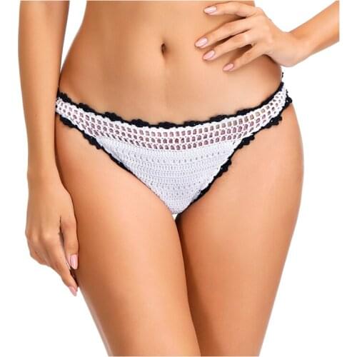 Ladies Swimwear Boyshort Bottom Handmade Crochet Lace Swiming Bikini Briefs Cotton Beachwear Pants
