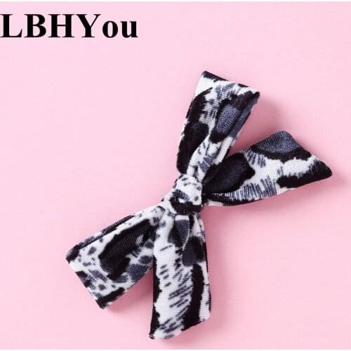 1pc School Girls High Quality Velvet Bows Hair Clips Handmade Knot Leopard Hairpins Child Kids Hair Accessories