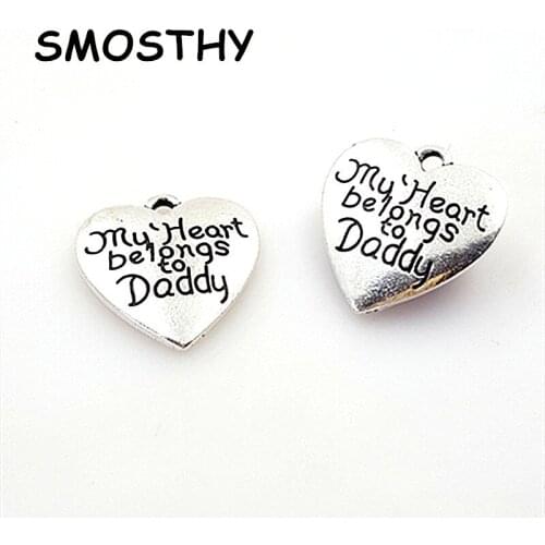 20pcs high alloy 20mm my heart blongs to Daddy charm cute DIY jewelry handmade accessories for father‘s Day SMC209