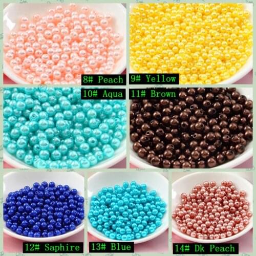 300 pcs per lot 6mm artificial pearl acrylic round beads 22 colors for option craft diy bracelet headwear and phone chain
