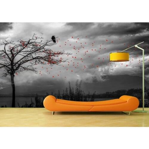 Custom Wallpaper Murals Large Wall Cloudy Bird On Tree Wall Mural Wall Stickers De Parede 3D Wallpaper For Walls