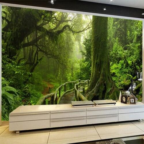 3D Wallpaper Modern Green Forest Landscape Photo Wall Murals Living Room TV Sofa Background Waterproof Wall Cloth Home Decor 3 D