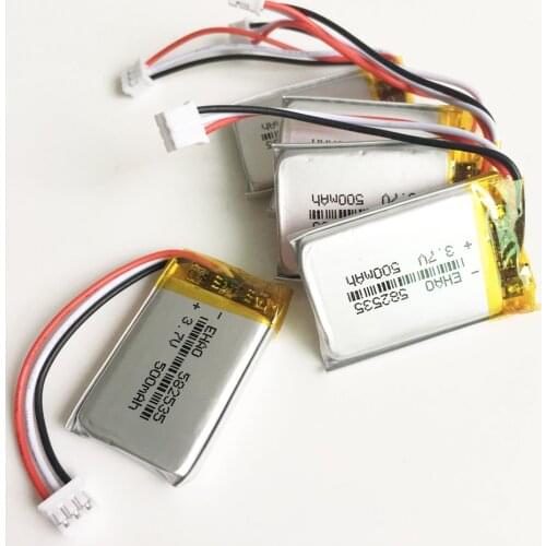 5 x 582535 3.7V 500mAh lipo polymer lithium rechargeable battery JST PH 2.0mm 3Pin plug for MP3 GPS DVD bluetooth recorder