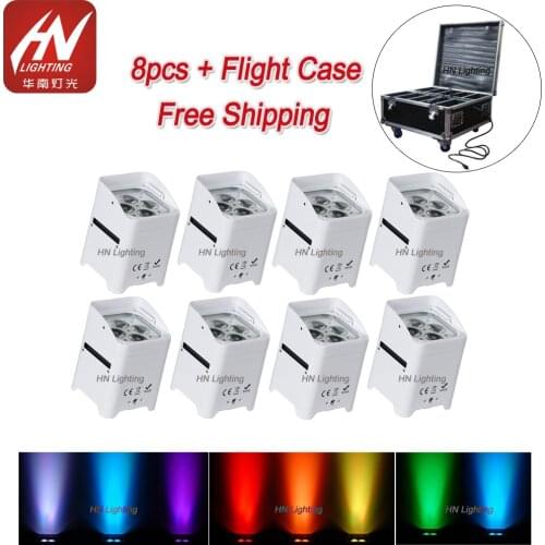 8pcs freedom par 4x18w wireless battery dmx rgbwa uv 6in1 lights wifi remote control smart flat led par dj uplightings