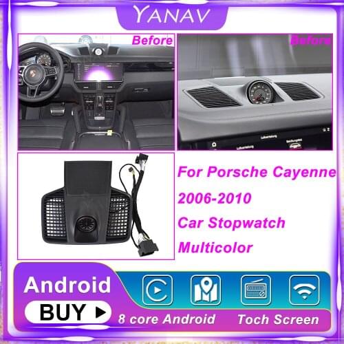 Car Stopwatch For Porsche Cayenne 2018-2021 Interior Center Dashboard Clock Compass Time Electronic Meter Clock Accessional chr