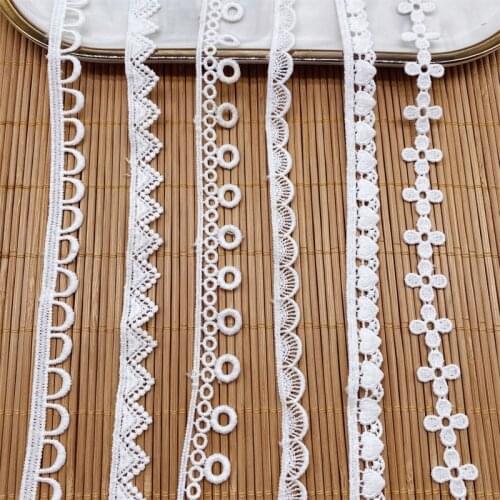 Off White Narrow Polyester 30Yards Lace Trim Exquisite DIY Lolita Dress Collar Skrit Applique Fabric For Sewing Clothes
