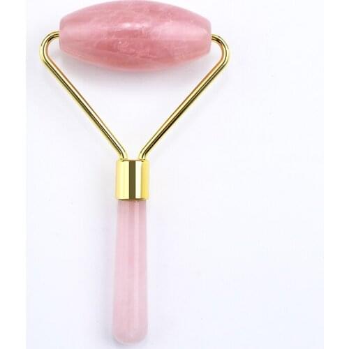 NoiseLess Facial Roller From Natural Rose Quartz Stone Face Massage Tool Anti-wrinkle For Body Skin Lift Slimming Single Rollers