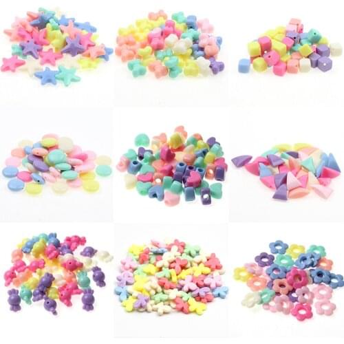 Cheap Candy Color Star Heart Round Plastic Acrylic Spacer Beads For DIY Kids Necklace Bracelet Fashion Jewelry Making Supplier