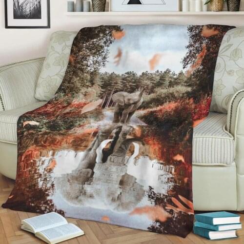 Baby Elephant Reflection Flannel Throw Blanket 3D Printed Keep Warm Sofa Child Blanket Home Decor Textiles Dream Family Gift