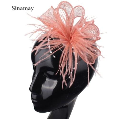 Fancy Party Headwear Hair Clip Elegant Ladies Fascinator Hairpin Feather Accessories Sinamay Wedding Church Charming Headdress