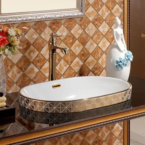 Europe Style Handmade Flower Shape ceramic sink Countertop Ceramic Basin sinks Bathroom Sink washing basin pottery sink