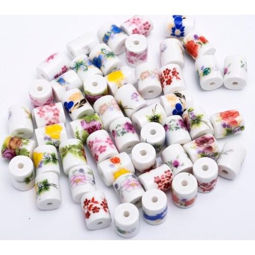 9*11mm Ceramics Beads Cylinder Flower Pattern Loose Spacer Beads for Jewelry Making DIY Bracelet Necklace Earrings Accessories