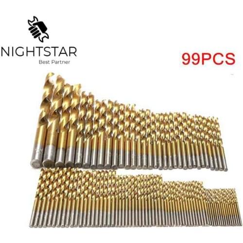 Krachtige 99pcs Twist Drill Bit Set HSS Titanium Coated Tool Set Woodworking Wood Drilling Tools Power Tool Kit Hole Saw Tools