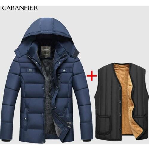 CARANFIER Warm Thick Winter Jacket Men Clothes Casual Stand Collar High Quality Fashion Brand Winter Coat Men Parka Outerwear