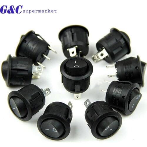 5Pcs Small Round Boat Rocker Switch Snap-in Black Mini Round Black 3 Pin ON-OFF 6A/250V 10A/125VAC diy electronics